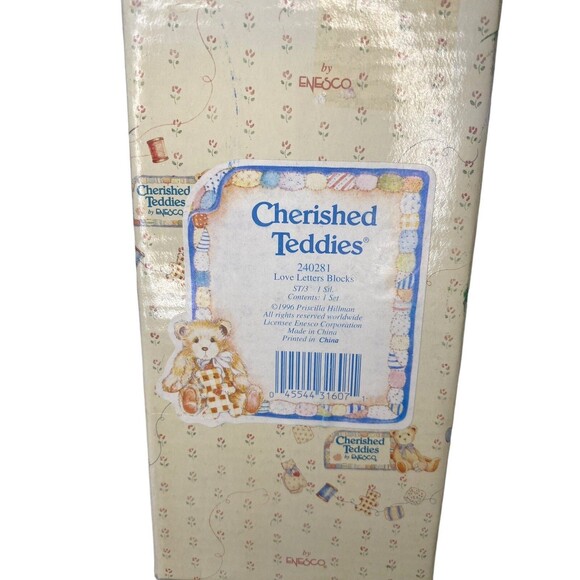 Three 1996 Enesco Cherished Teddies I Love You Letter Blocks #240281 New In Box - Picture 8 of 8